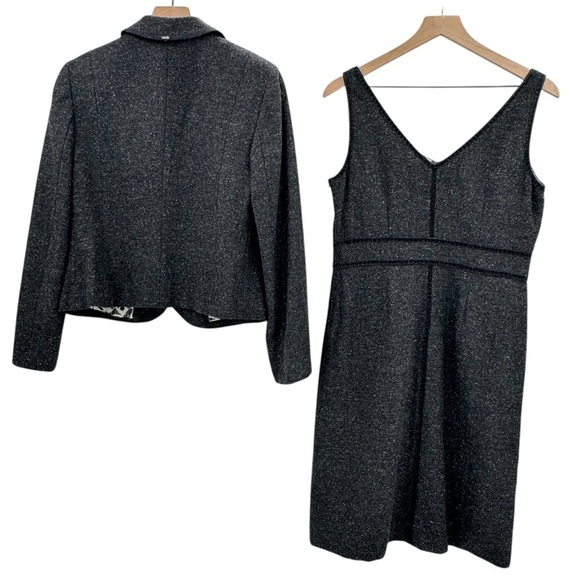 Sigrid Olsen 2 Piece Suit Shift Dress Blazer Jacket Gray Tweed Wool Blend | Sz 6 - Picture 7 of 15